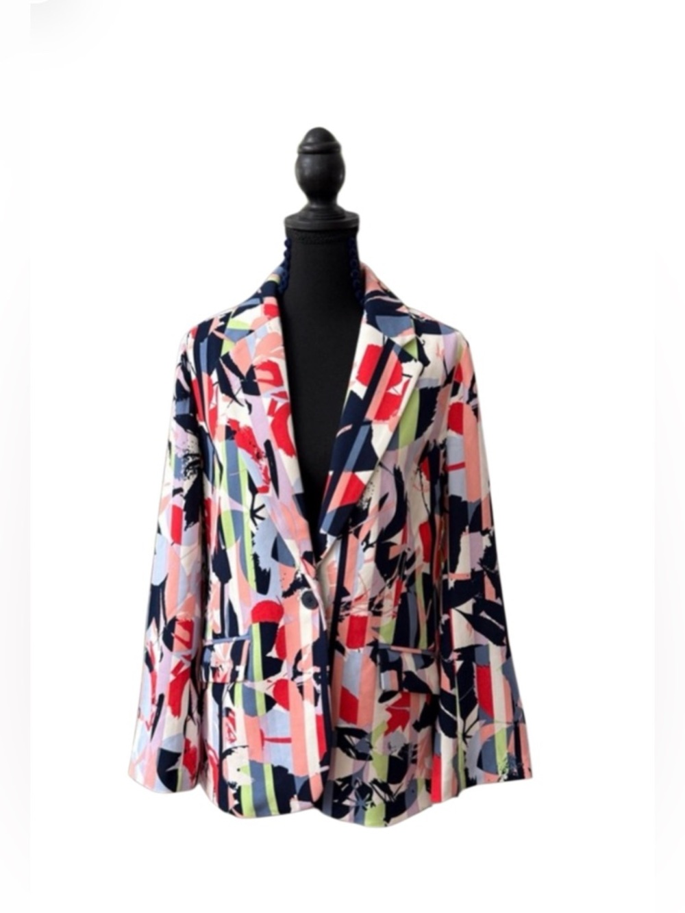 DG2 Abstract Vibrant Painterly Print Multicolor Business Casual Blazer